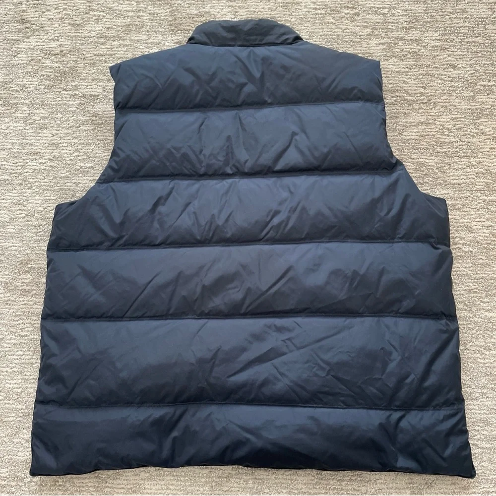 ORVIS Down Puffer Vest Men’s Blue Orange Duck Down Blend Full Zip Snap Button XL